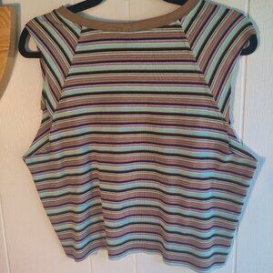 Knit Crop Top by Wild Fable sz L in Turqouise Brown and Tan